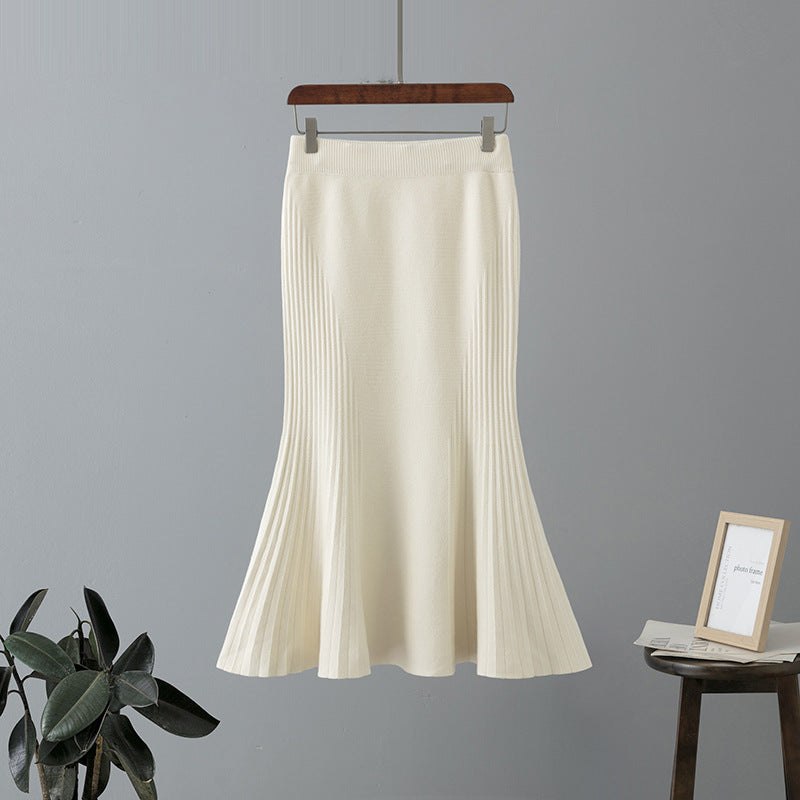 ZllKl Autumn and winter high-waisted knitted fishtail skirt women's New new elastic a-word skirt sexy bag skirt temperament long skirt