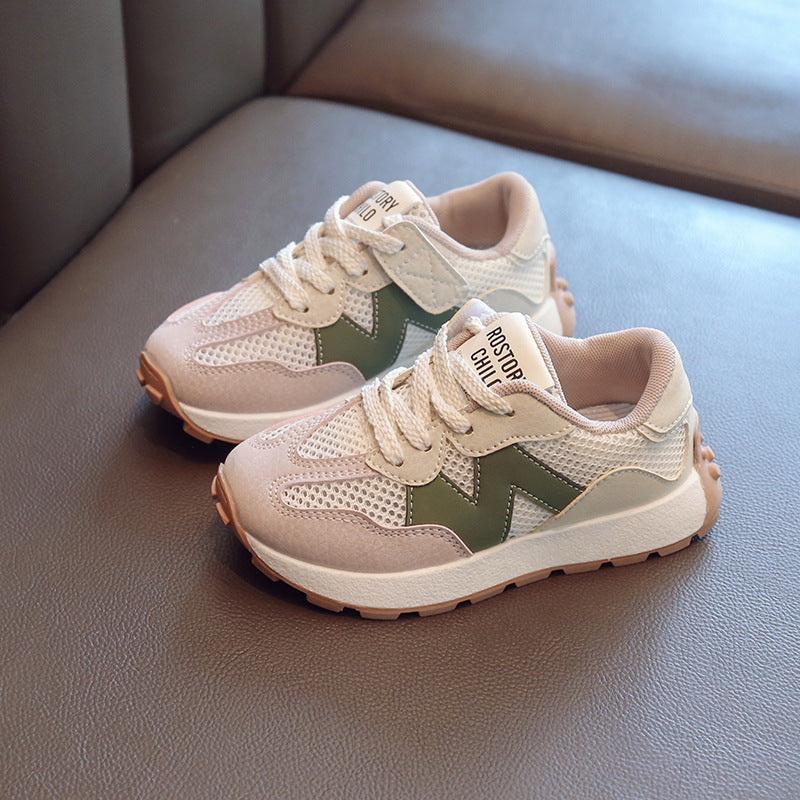 ZllKl Girls' Shoes New Spring and Summer Medium and Large Children's Sneakers Children's Mesh Single-Layer Shoes Summer Breathable Mesh Dad Shoes