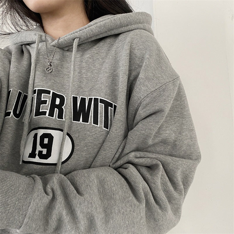 ZLLKL 2025 Wholesale Korean version hooded sweater women's women's clothing loose autumn and winter thickened fleece jacket large size top thin