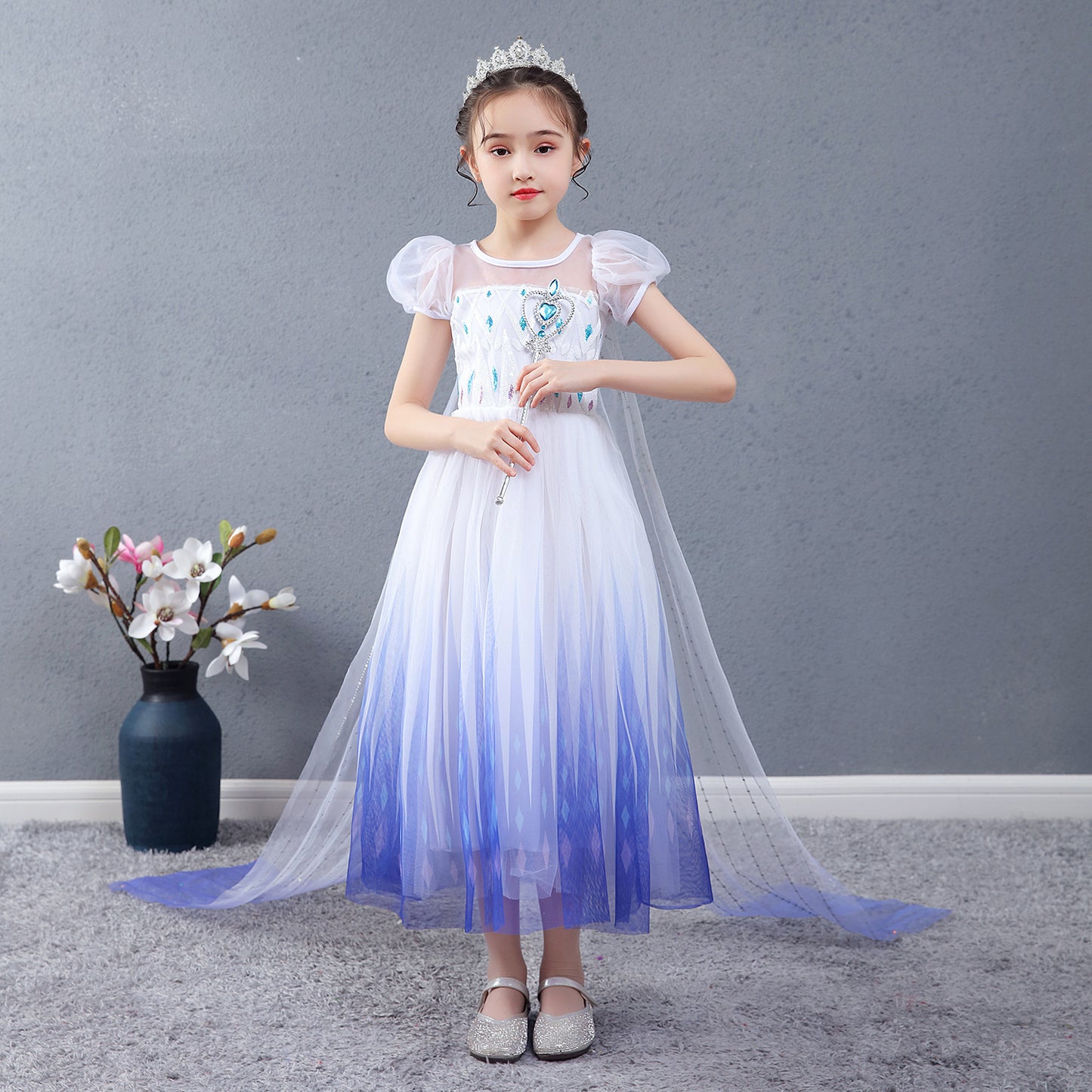ZllKl Frozen 2 Princess Elsa Dress Girl Aisha's Dress Summer Kids' Skirt Clothes Aisha