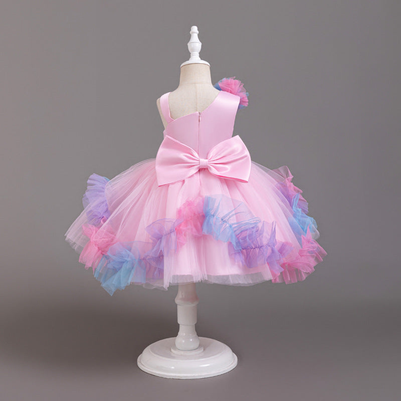ZllKl Girls' Dress High-Grade Pettiskirt Catwalk Evening Dress Children's Chorus Clothing Performance Children Princess Dress