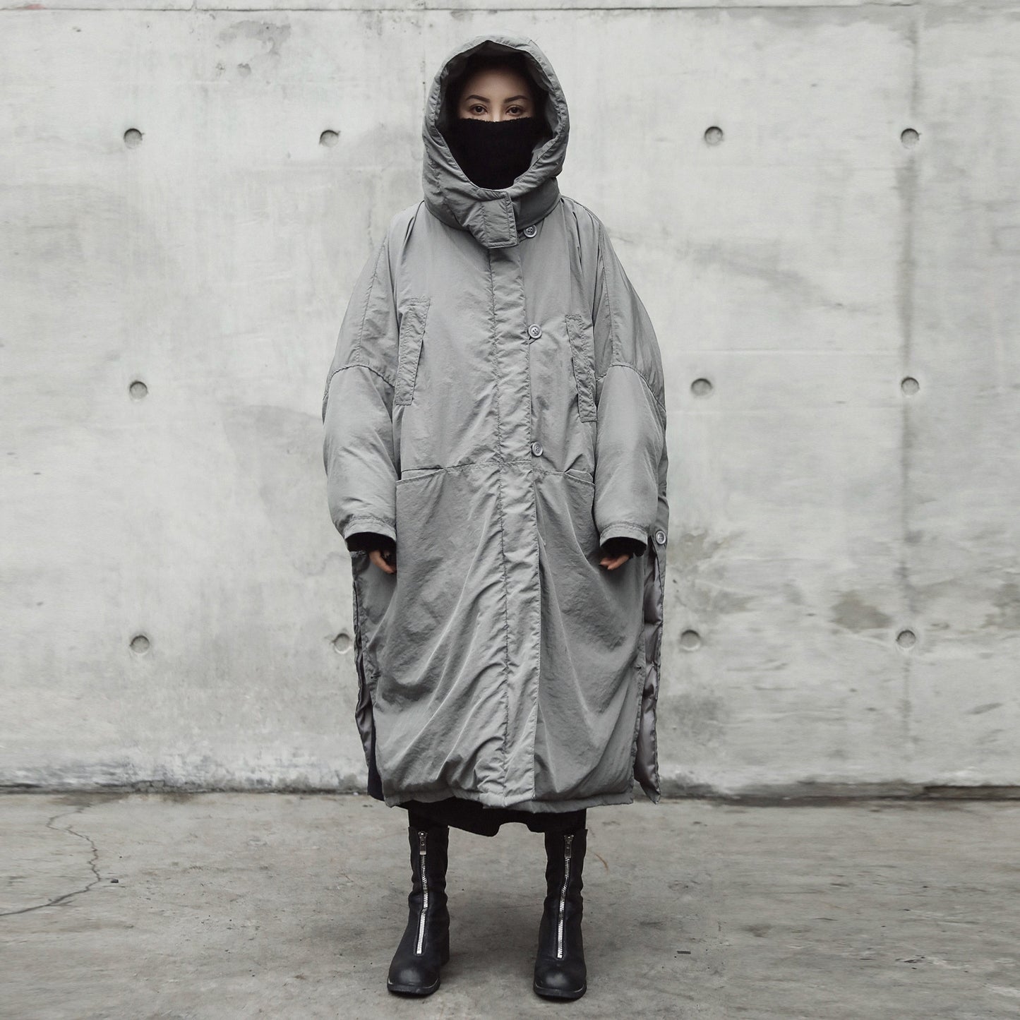 European and American fashion design sense thickened coat women's winter new slit loose hooded large cotton-padded clothes long cotton clothes trendy
