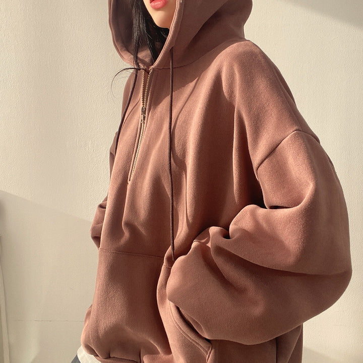 ZLLKL 2025 Wholesale sweater women's new ins Harajuku zipper loose and thin spring, autumn and winter thickened and velvet trendy brand