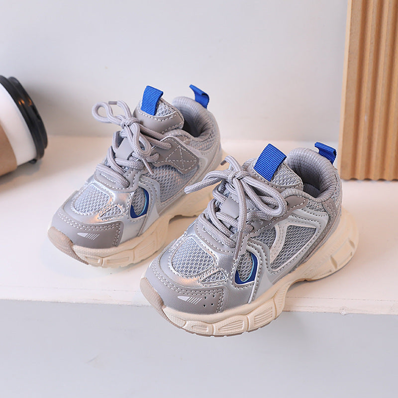 ZllKl Children's Shoes Thick Bottom Mesh Elevator Dad Shoes Trendy All-Match Spring and Autumn Breathable Casual Sports Boys Girls' Shoes