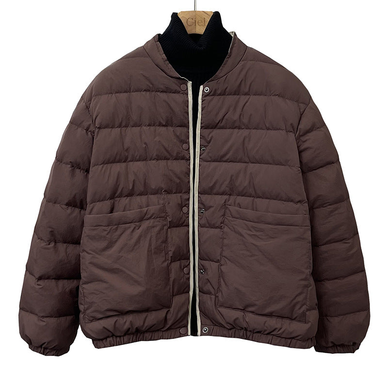 2023 autumn and winter new down jacket women's light and loose white duck down baseball collar commuter warm short jacket