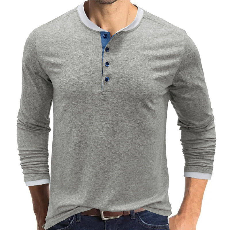 ZLLKL 2025 men's clothing Henry shirt autumn and winter men's long-sleeved t-shirt Popular trade men's t-shirt short-sleeved top clothing wholesale