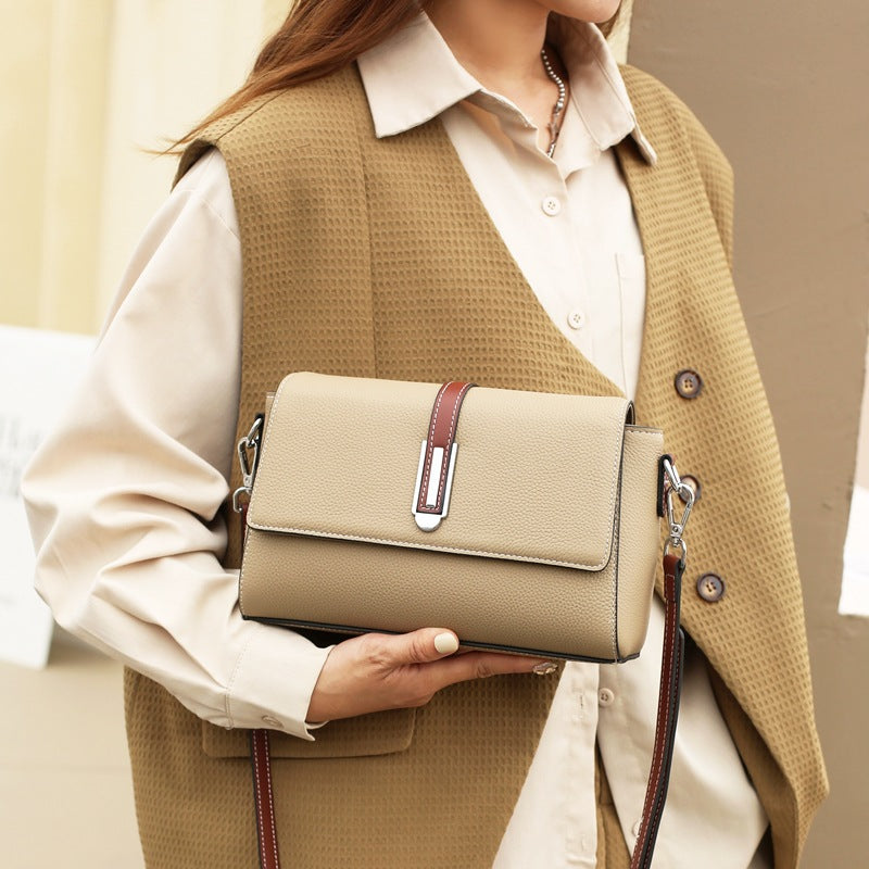 Small square bag women's messenger high-end leather women's bag casual versatile TOGO cowhide shoulder bag fashion small bag 9806