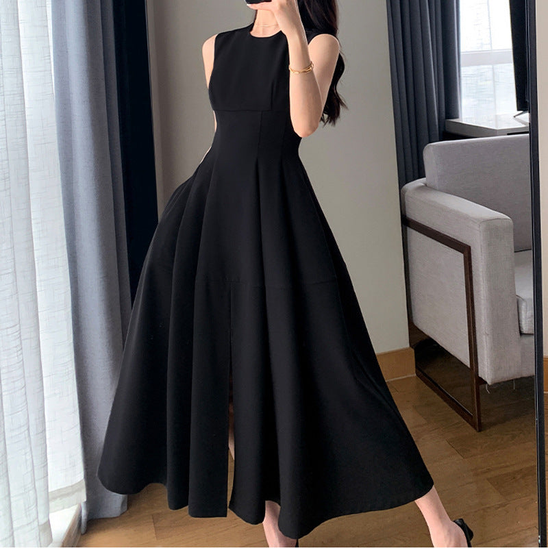 ZllKl Black Dress Summer New Sleeveless Temperament Slimming Commuting Hepburn Style Dress Dress Wholesale