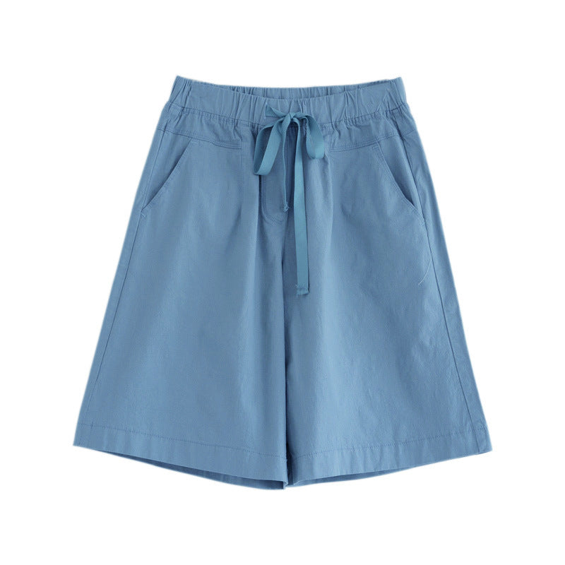 ZllKl Cotton Shorts Women's Loose Shorts Summer Thin High Waist 100.00kg plus Size Casual Pants Women's Wide Leg Slimming Middle Pants