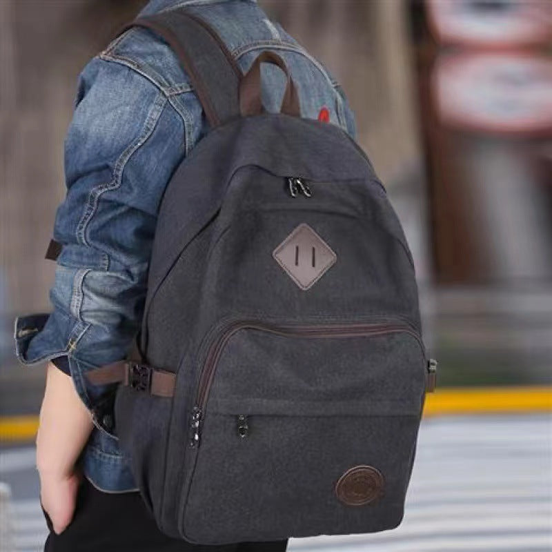 New Thickened Canvas Backpack Men's Wear-Resistant Durable Travel Multi-Functional Layered Bag Early High School Student Schoolbag