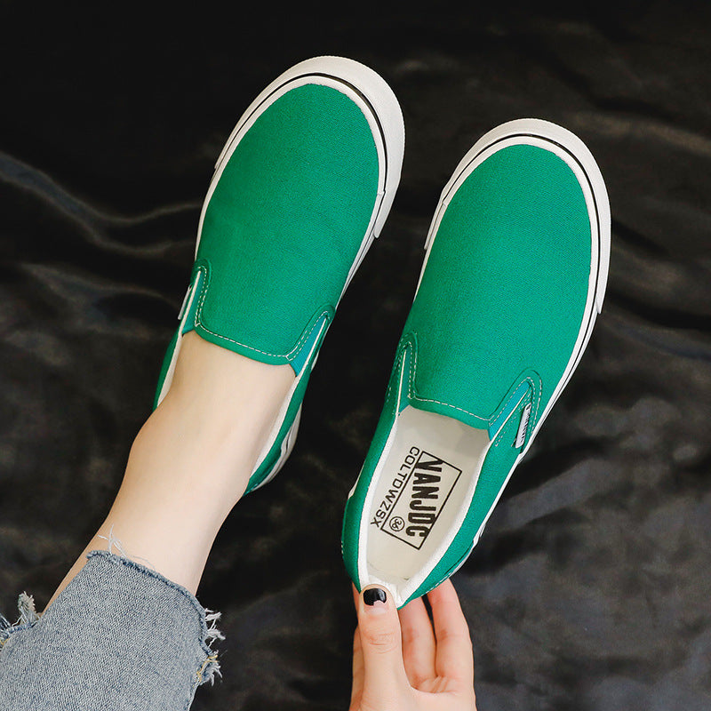 ZllKl Canvas Shoes for Women Men Spring and Autumn New Slip-on Lazy Shoes for Students Casual Flat Skateboard Shoes Korean Couples Shoes