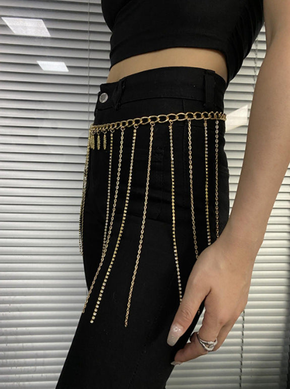 3550 2025 waistchain diamond metal chain diamond chain fringed chain sun pendant side pendulum personalized waist chain waist