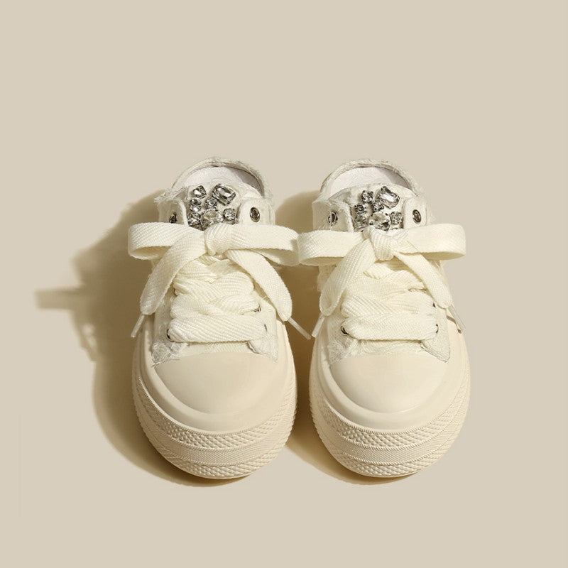 ZllKl Thick Bottom Toe Cap Half Slippers Women's Outdoor Wear Summer New Korean Style Fashionable All-Matching Casual Lace up Canvas Shoes