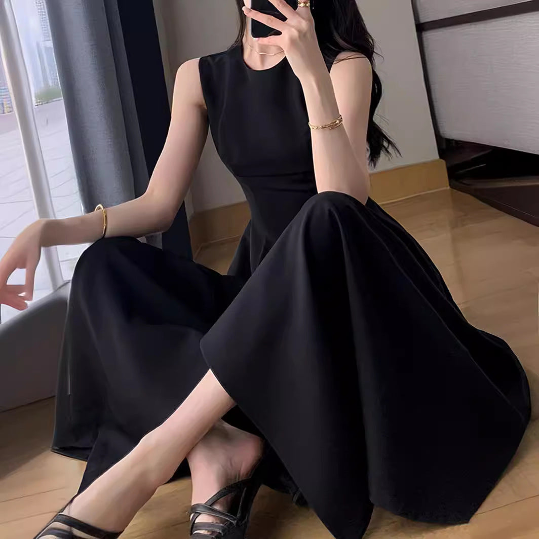 ZllKl Black Dress Summer New Sleeveless Temperament Slimming Commuting Hepburn Style Dress Dress Wholesale