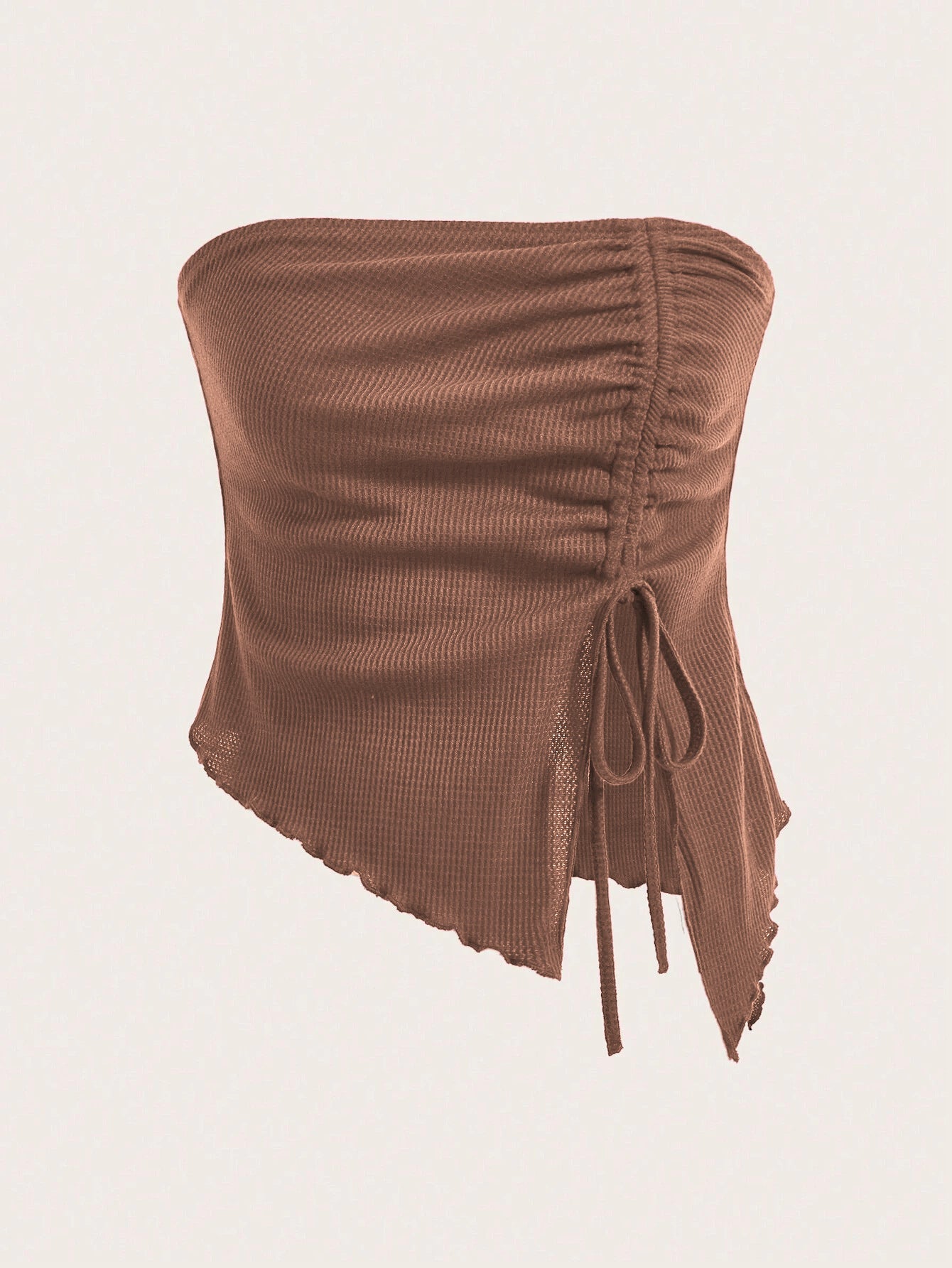 Cross-border women's clothing popular autumn and winter new drawstring split irregular waffle slim tube top