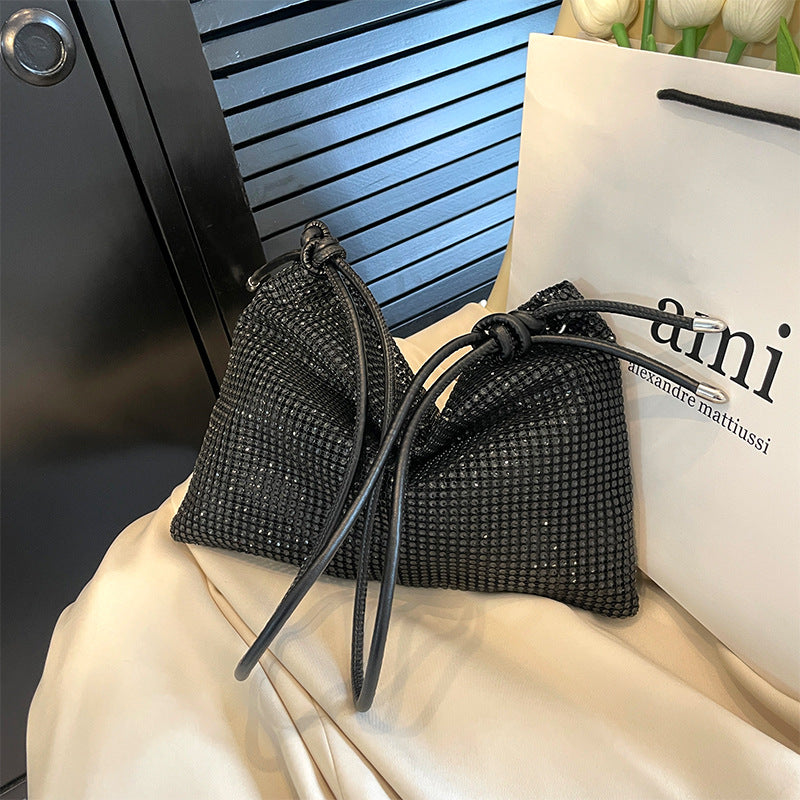 ZllKl Diamond Studded by Hand Crystal Bag Metal Sequins Full Diamond Rhinestone Bag Dumpling Bag Underarm Bag High Sense Rhinestone Bag for Women