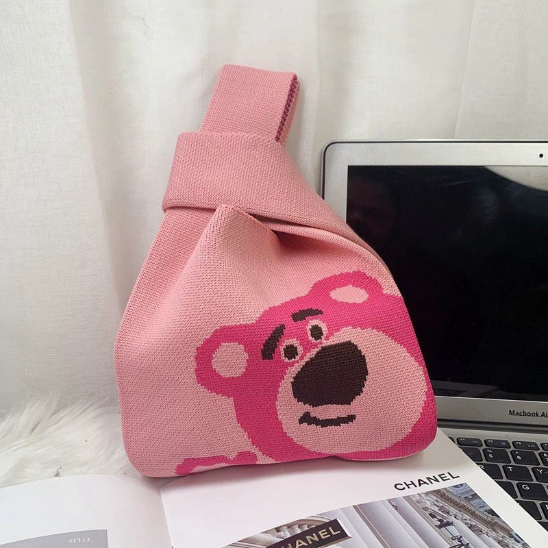 ZllKl Knitted Bag with Hand Gift Bag Handbag Rabbit Hand Bag Ins Large Capacity Gift Bag Small Handbag Wrist