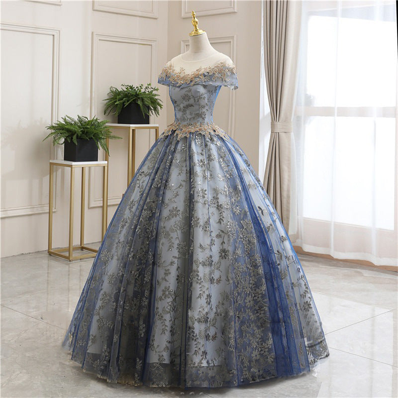 2025 New chorus performance suit, long vocal beauty vocal art test dress, host's annual meeting solo evening dress, fluffy skirt
