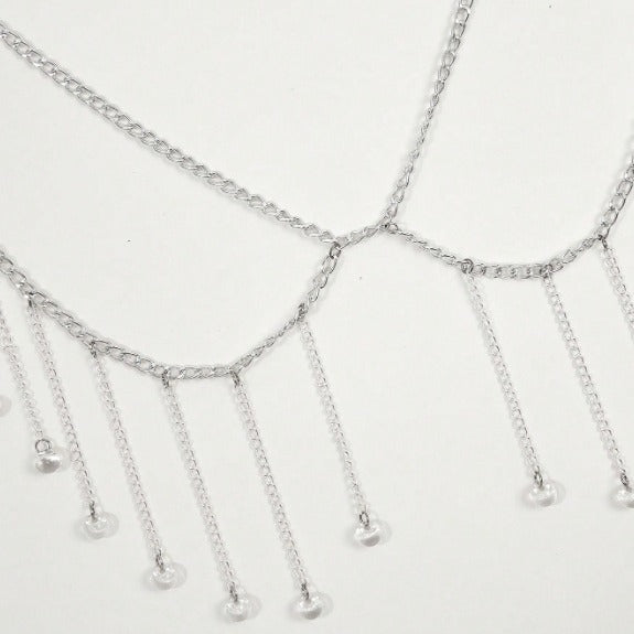 FB3416 2025 waistchain simple personality versatile multi-strip transparent bead fringed chain pendant waist chain waist decoration
