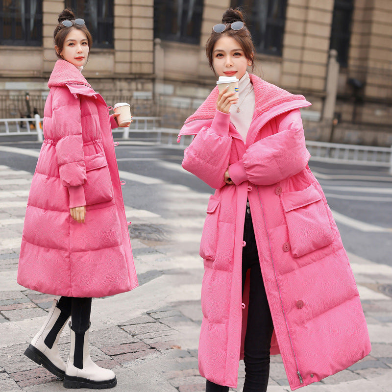 Popular 2023 winter clothes new milk whirring shawl down jacket women's medium and long over-the-knee thickened trendy thin coat