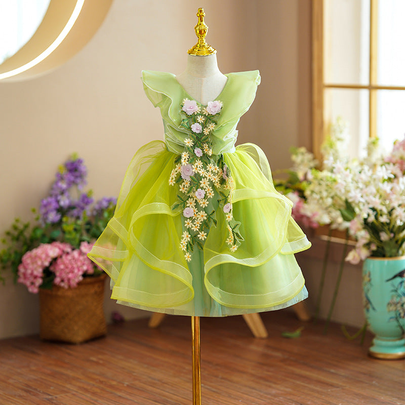 ZllKl Girl's Dress Princess Dress Pettiskirt Children's Catwalk Evening Dress Host Costume for Piano Performance Flower Girl Wedding Dress