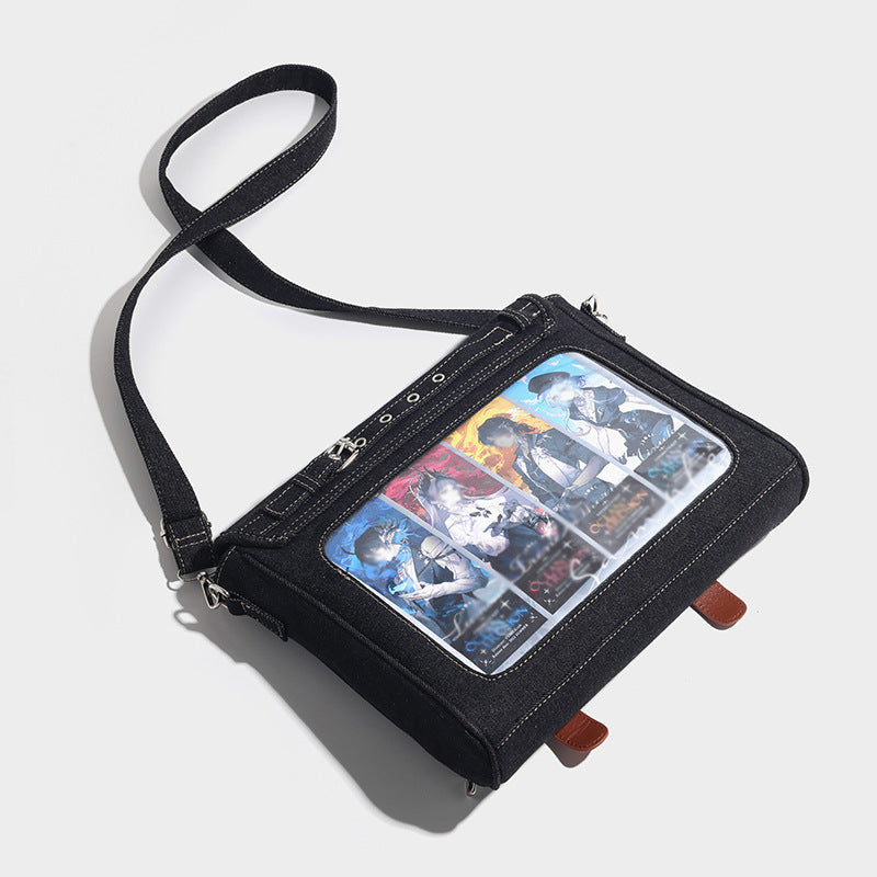 ZLLKL 2025 transparent pain bag women's popular new large-capacity denim small square bag two-dimensional single shoulder messenger baby bag