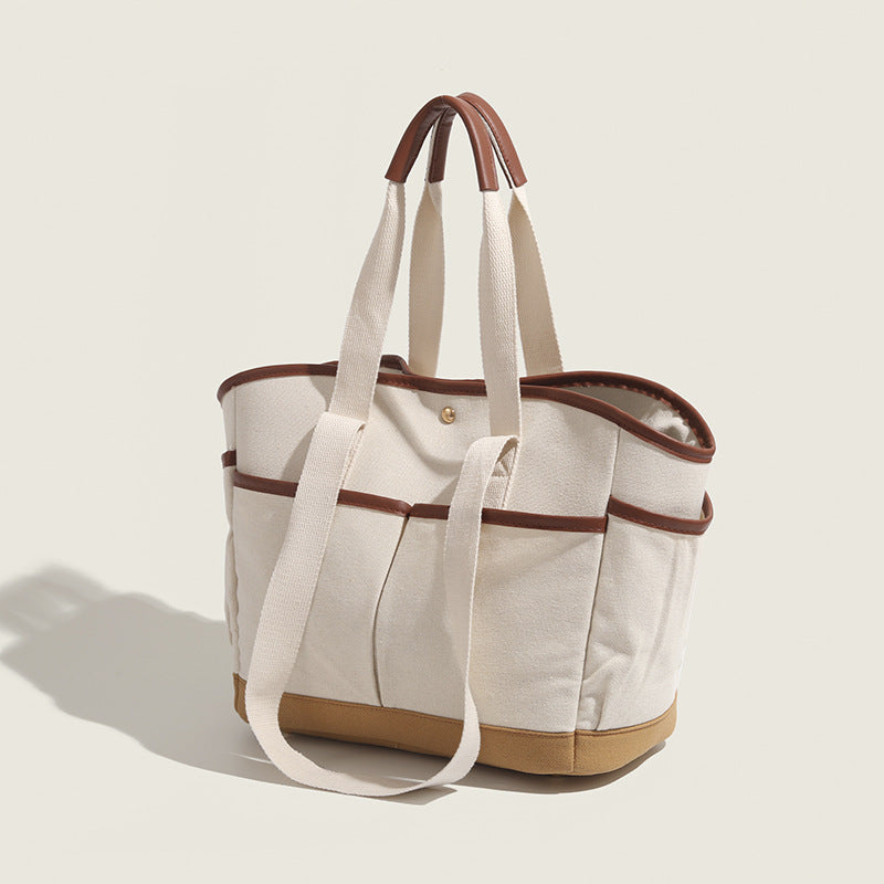 ZLLKL 2025 Maternal and infant bag Japanese and Korean new color matching canvas mommy bag large capacity multi-compartment single shoulder portable tote bag women