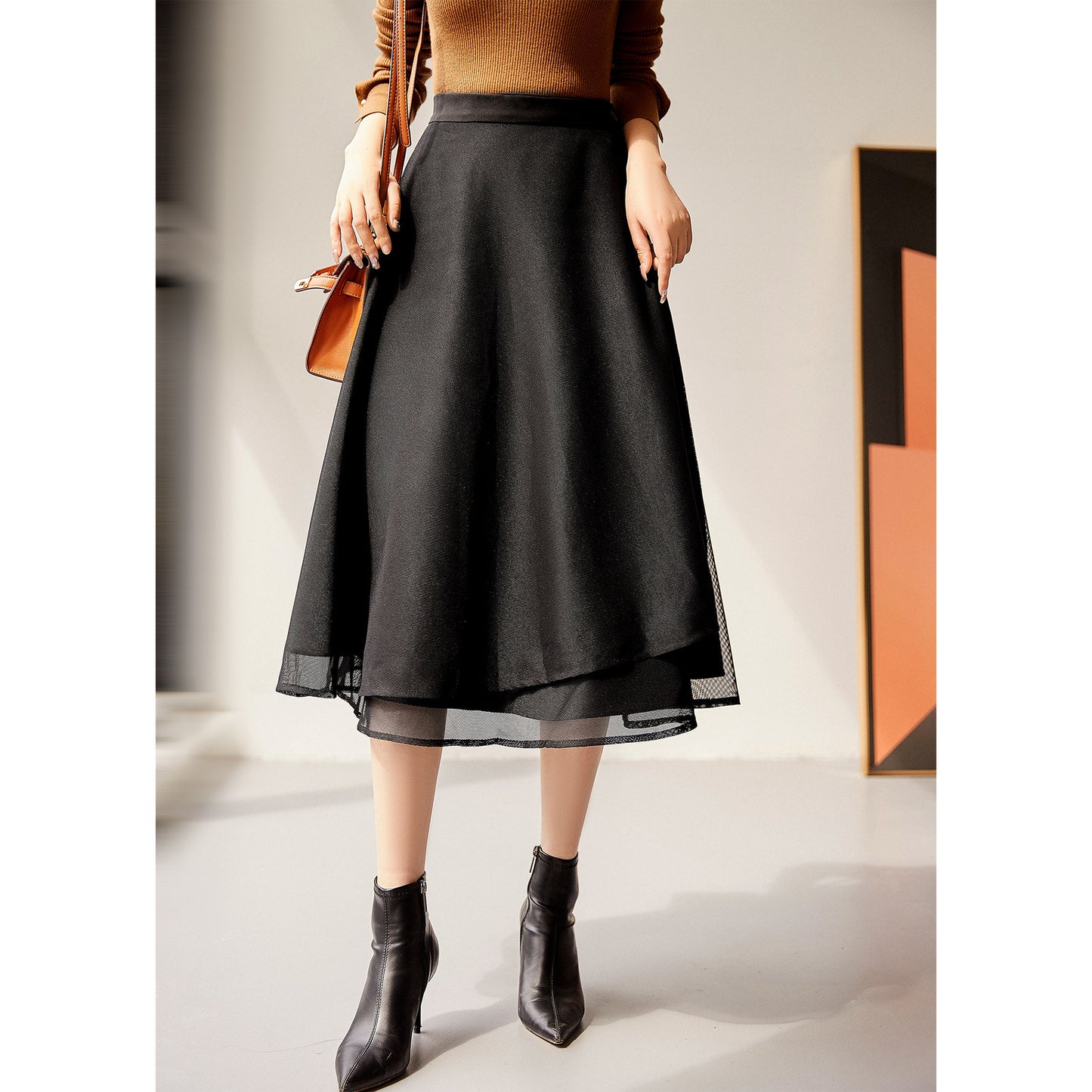 2025 Design high-waisted skirt, wrapped double-layer medium and long spring and summer new women's skirt