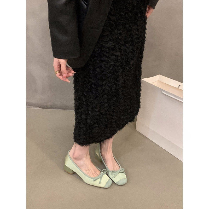 2025 Coarse heel small fragrant silver single shoes women's shoes spring and autumn popular new spring with skirt gentle evening shoes