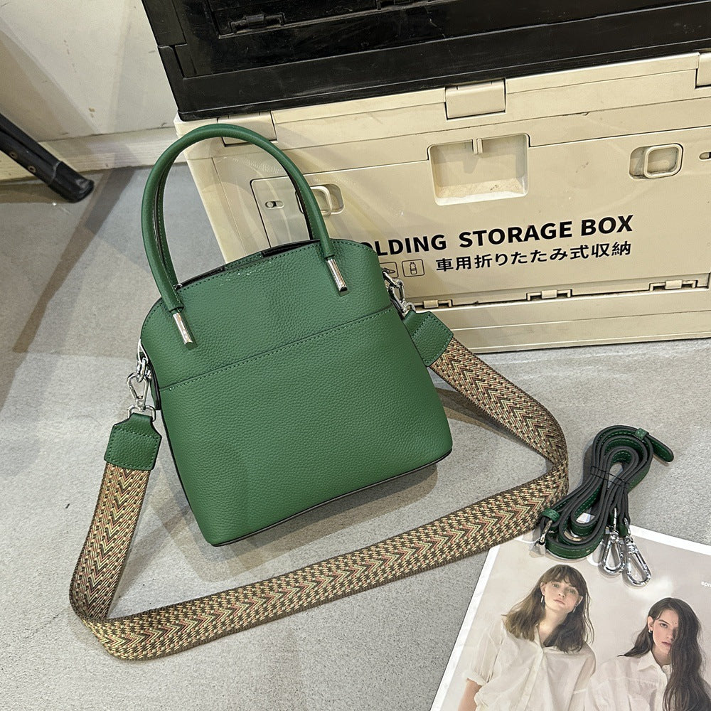 Women's bag live New leather bucket bag high-end sense first-layer cowhide handbag fashion shoulder messenger bag 9830
