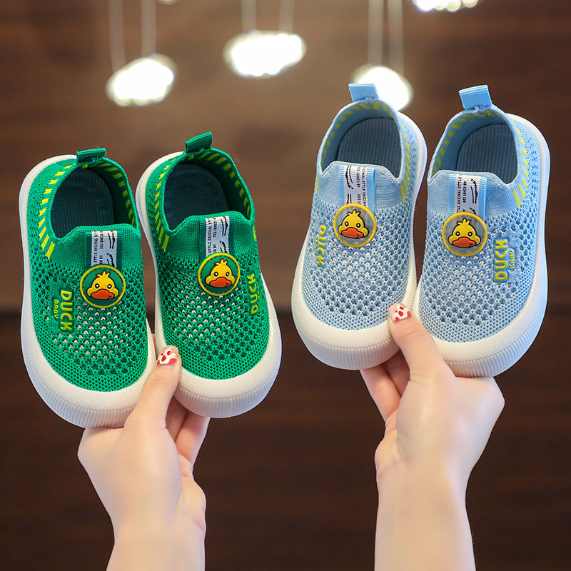 ZllKl Spring and Summer Children's Breathable Mesh Shoes Non-Slip Flying Woven Shoes Soft-Soled Shoes for Baby Slip-on Casual Shoes