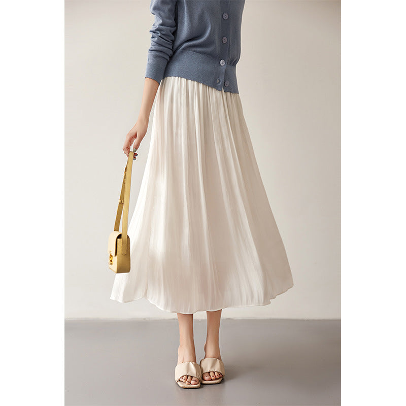 2025 Beauty! Milk pearlescent fairy fluttering skirt summer new women's clothing fashion pendant medium and long skirt