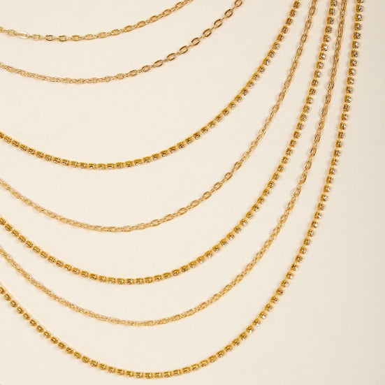 FB3328 2025 waist chain multi-layer diamond chain metal thin chain wave fringe pendulum chain waist chain body chain