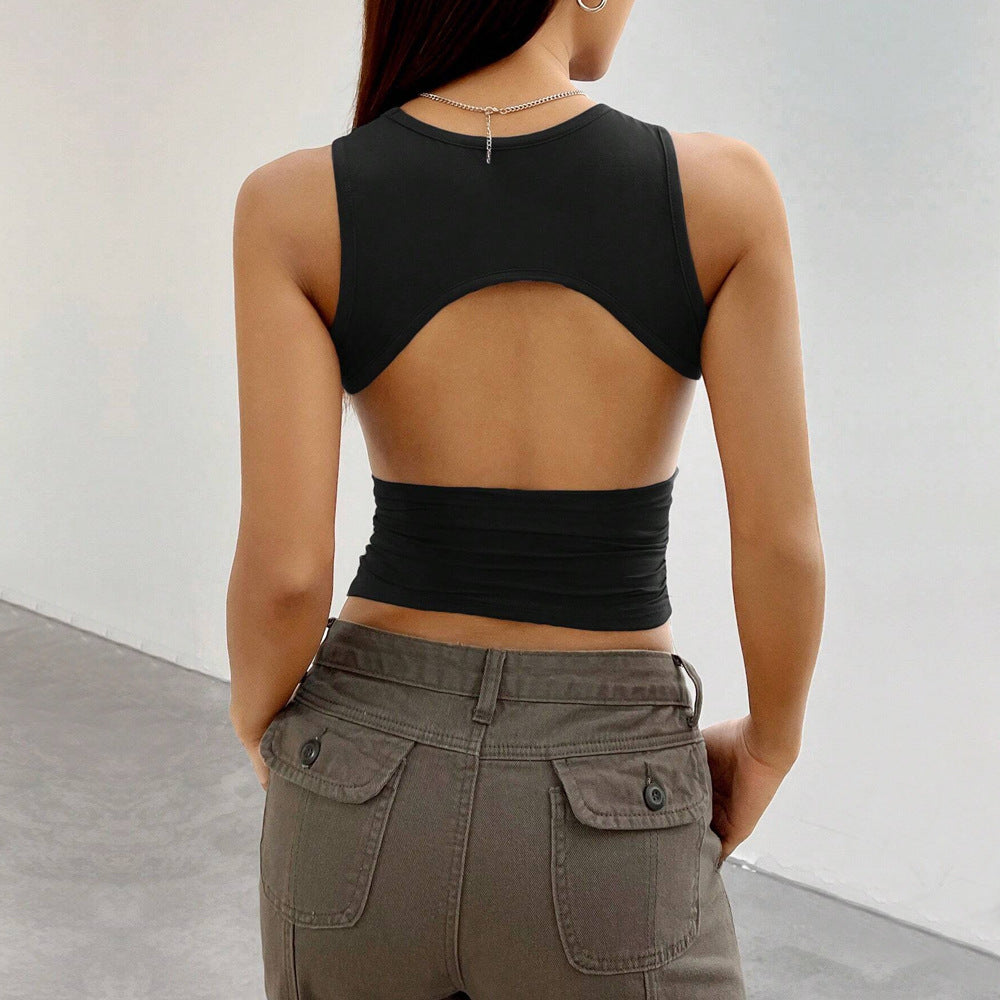 Cross-border sexy women's clothing independent station popular spring and summer solid color tight short sleeveless vest top