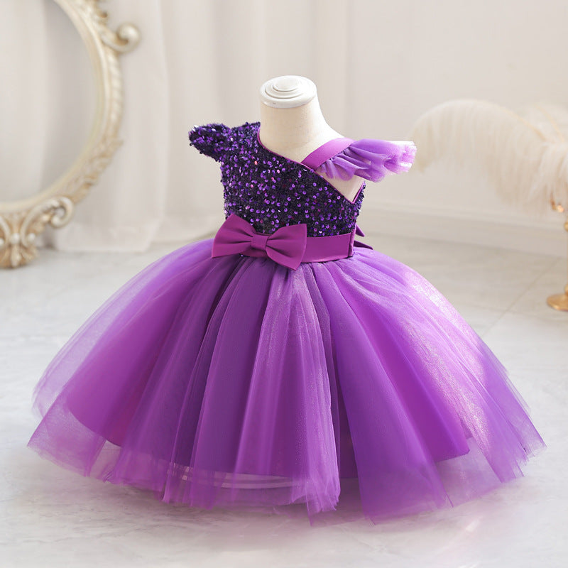 ZllKl Girls' New Princess Mesh Embroidered Children's Dress Children Puff Mesh Birthday Full-Year Formal Dress Wholesale