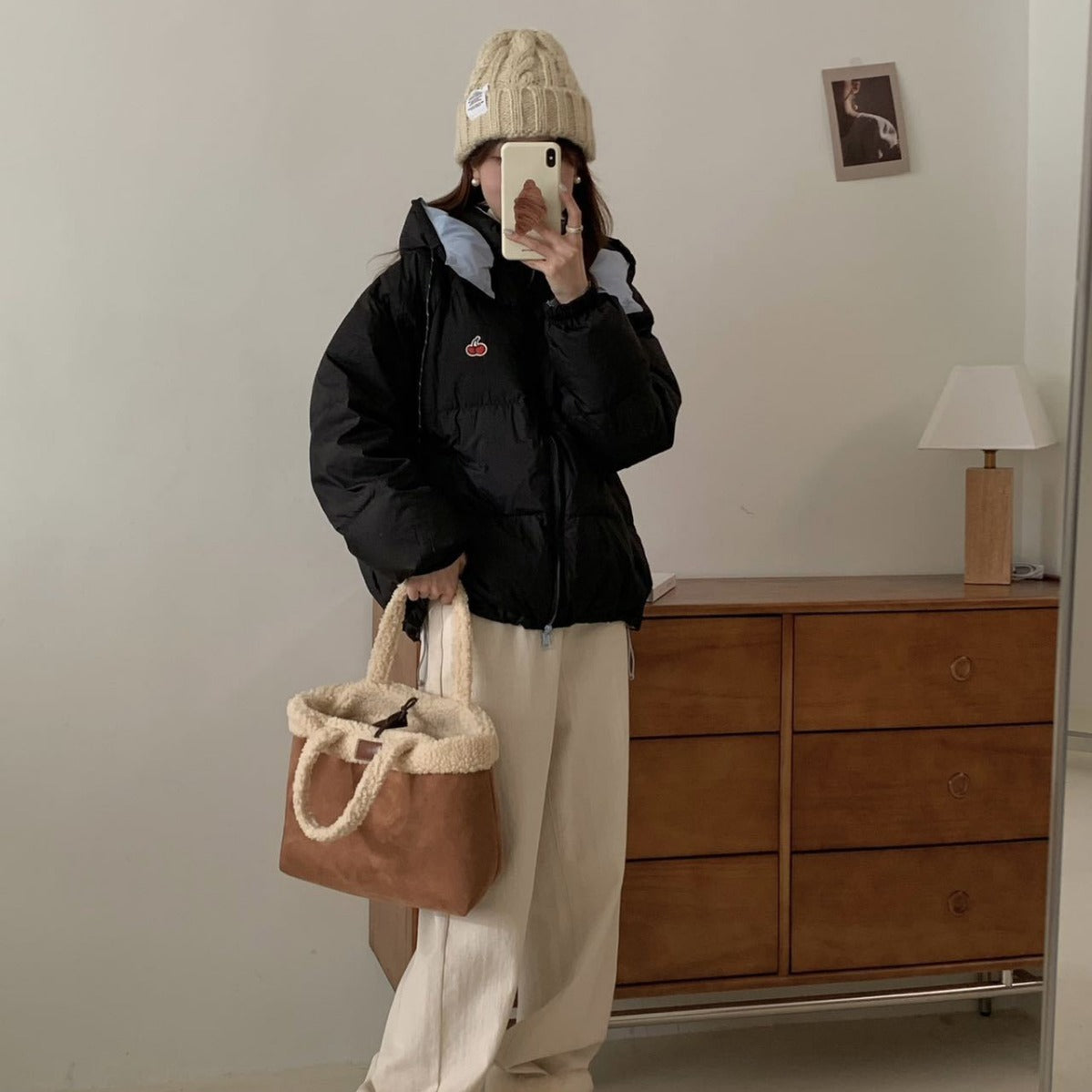 Korean trendy brand KIRSH cherry double-sided down jacket women's winter 2023 new short thickened small coat