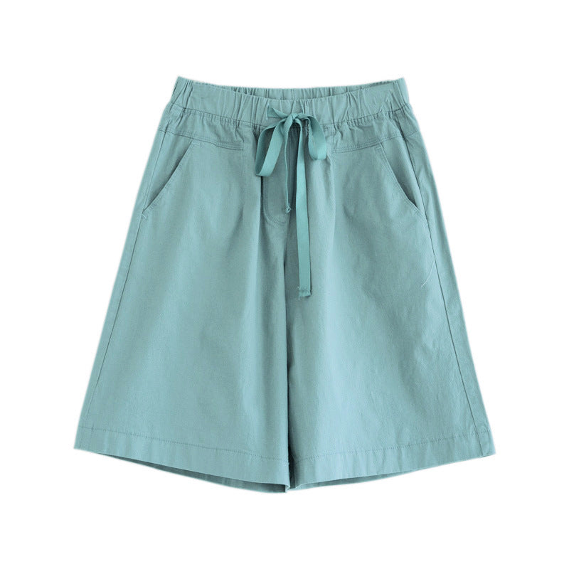 ZllKl Cotton Shorts Women's Loose Shorts Summer Thin High Waist 100.00kg plus Size Casual Pants Women's Wide Leg Slimming Middle Pants