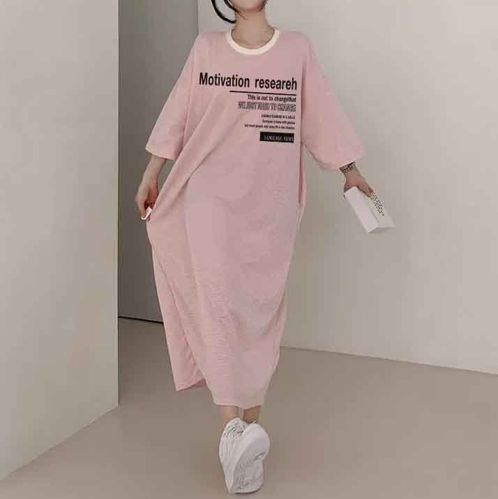 ZllKl 2025Manufacturer pure cotton short-sleeved T-shirt skirt women's summer popular new Korean version Popular style printing loose casual medium and long even