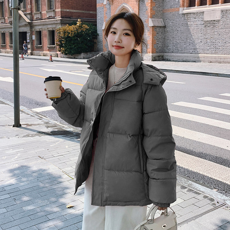 Women's short cotton-padded clothes 2023 winter new cross-border European and American small hooded down cotton-padded clothes women's thickened warm cotton-padded jackets