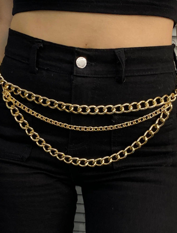 3560 2025 waist chain high-end luxury high-quality metal chain connected multiple wave waist chain waist jewelry