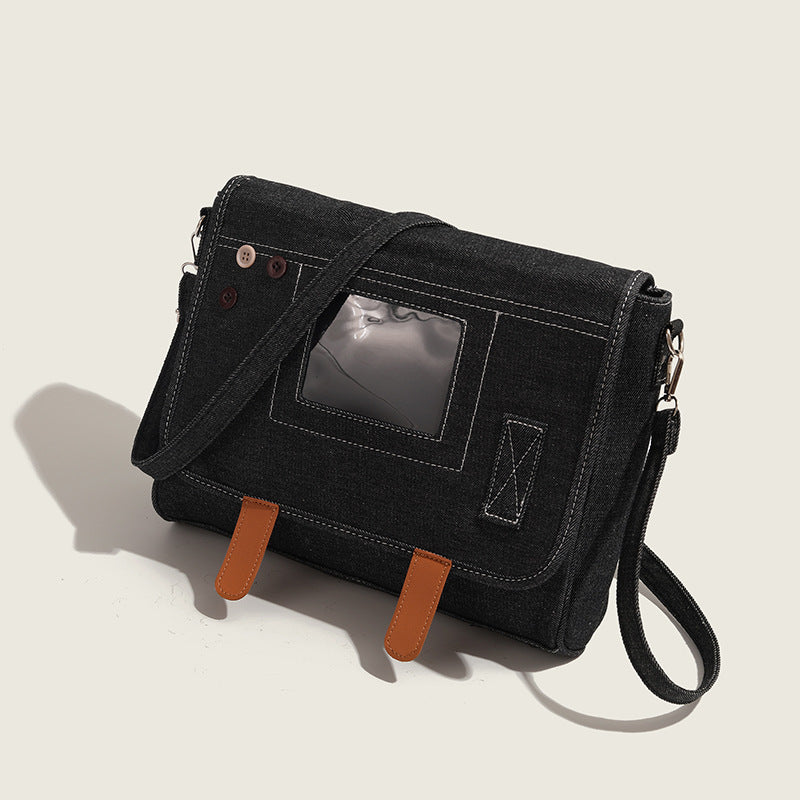 ZLLKL 2025 transparent pain bag women's popular new large-capacity denim small square bag two-dimensional single shoulder messenger baby bag