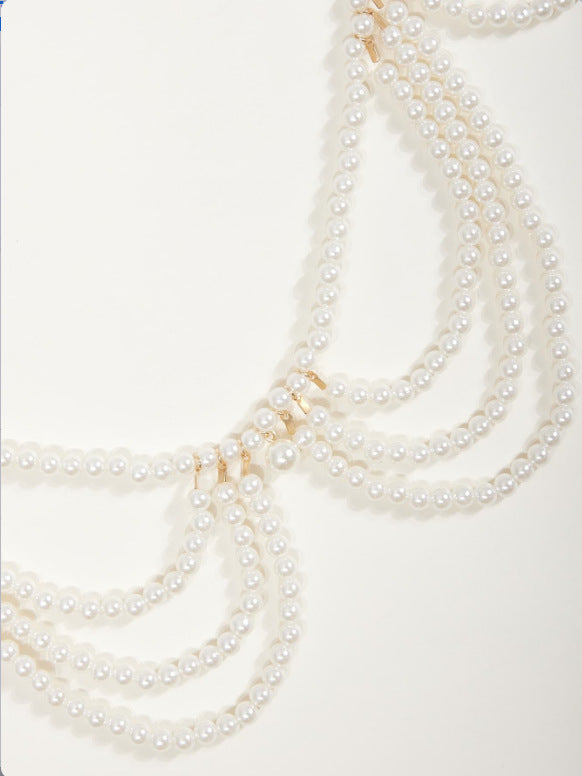 MW3318 2025 waist chain simple personality multi-layer wave fringe pendulum chain pearl chain waist chain waist decoration