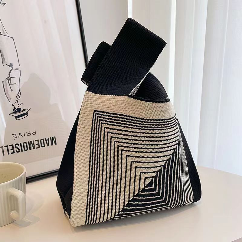 ZllKl Knitted Bag with Hand Gift Bag Handbag Rabbit Hand Bag Ins Large Capacity Gift Bag Small Handbag Wrist