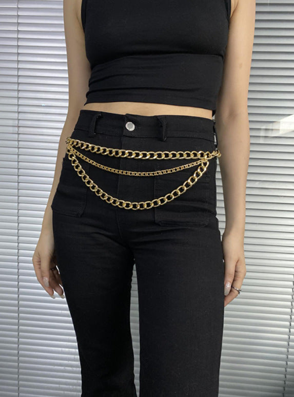3560 2025 waist chain high-end luxury high-quality metal chain connected multiple wave waist chain waist jewelry