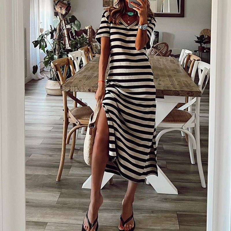 ZllKl Spring European and American Style Wish Best Selling Women's Clothes Cross-Border Slit Loose Printed Skirt New Jumpsuit