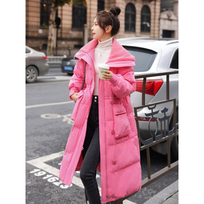 Popular 2023 winter clothes new milk whirring shawl down jacket women's medium and long over-the-knee thickened trendy thin coat