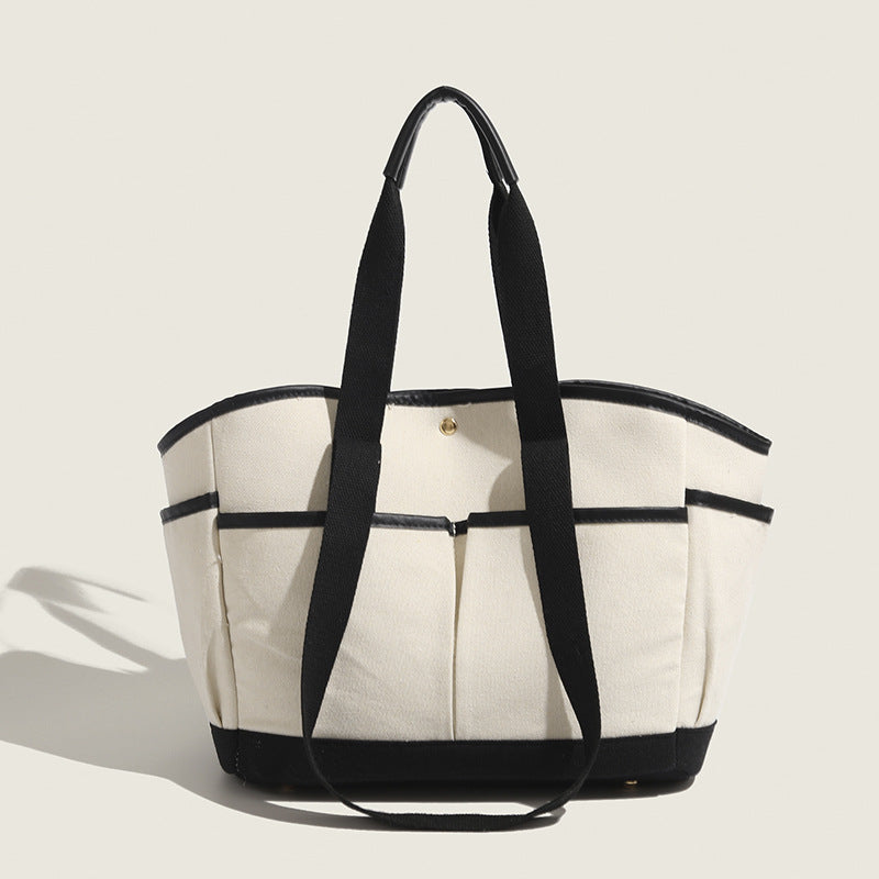 ZLLKL 2025 Maternal and infant bag Japanese and Korean new color matching canvas mommy bag large capacity multi-compartment single shoulder portable tote bag women