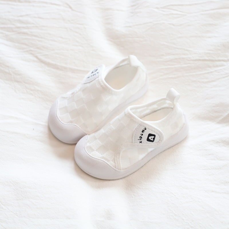 ZllKl Girls' White Shoes Baby Boy Mesh Surface Shoes Breathable Mesh Children Sneaker Baby Cloth Shoes Soft Bottom Little Kids' Casual Shoes Summer
