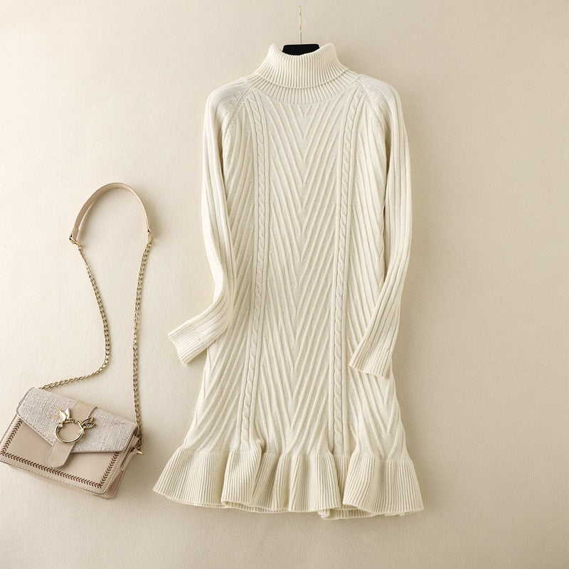ZllKl Knitted dress women's New autumn and winter new fashion sweater women's clothing small fish tail inner with bottom skirt