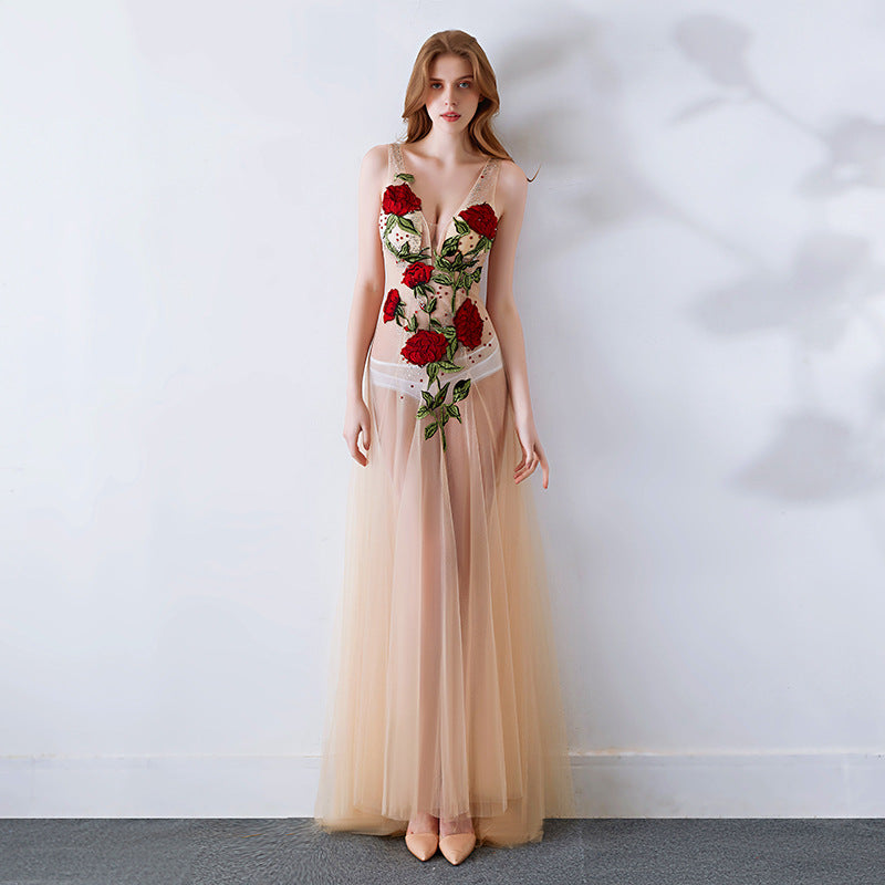 2025 G2006/sexy see-through dress lace mesh transparent slim low cut club ktv car show dress